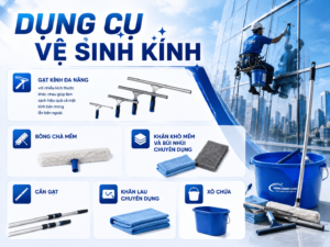 Dụng cụ vệ sinh kính, lau kính văn phòng, lau kính nhà cao tầng