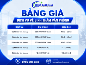Bảng giá dịch vụ giặt thảm văn phòng, hương giang clean