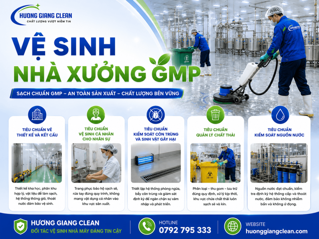 Vệ sinh nhà xưởng GMP. Hương giang clean, vệ sinh nhà xưởng