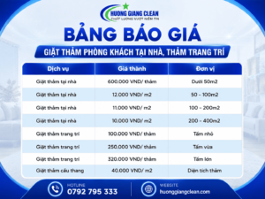 Bảng giá giặt thảm phòng khách tại nhà