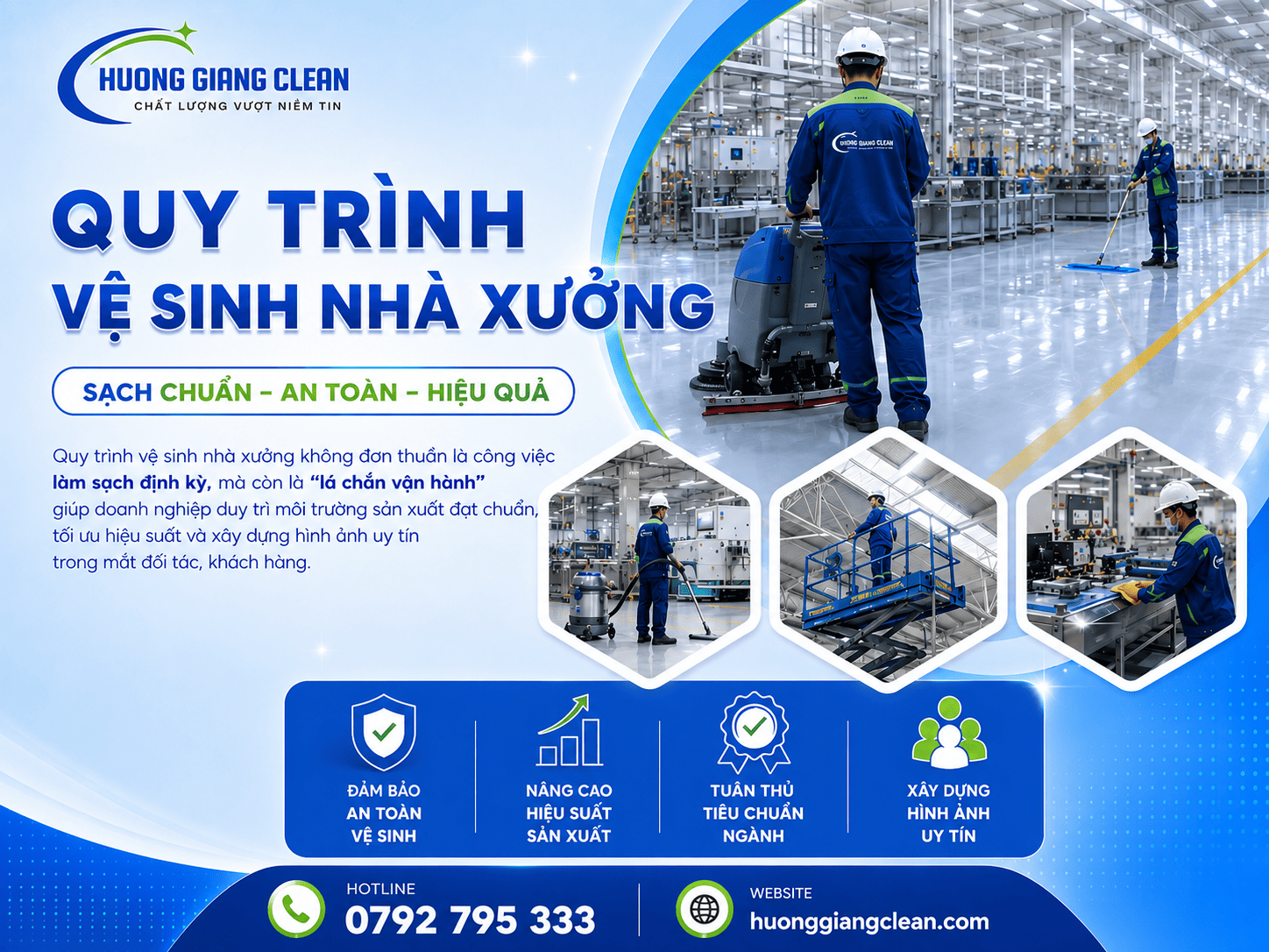 quy trình vệ sinh nhà xưởng, hương giang clean