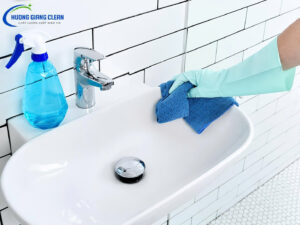 Cách làm sạch bồn rửa mặt bị ố vàng , hương giang clean