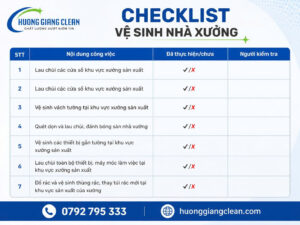 Checklist vệ sinh nhà xưởng, dịch vụ vệ sinh công nghiệp