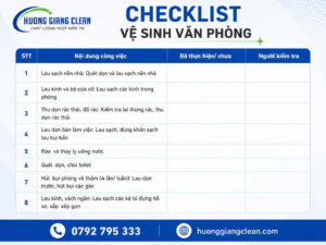 Checklist vệ sinh văn phòng Hương Giang Clean
