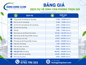 báo giá dịch vụ vệ sinh văn phòng