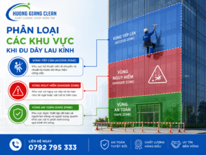 phân loại các khu vực đu dây lau kính