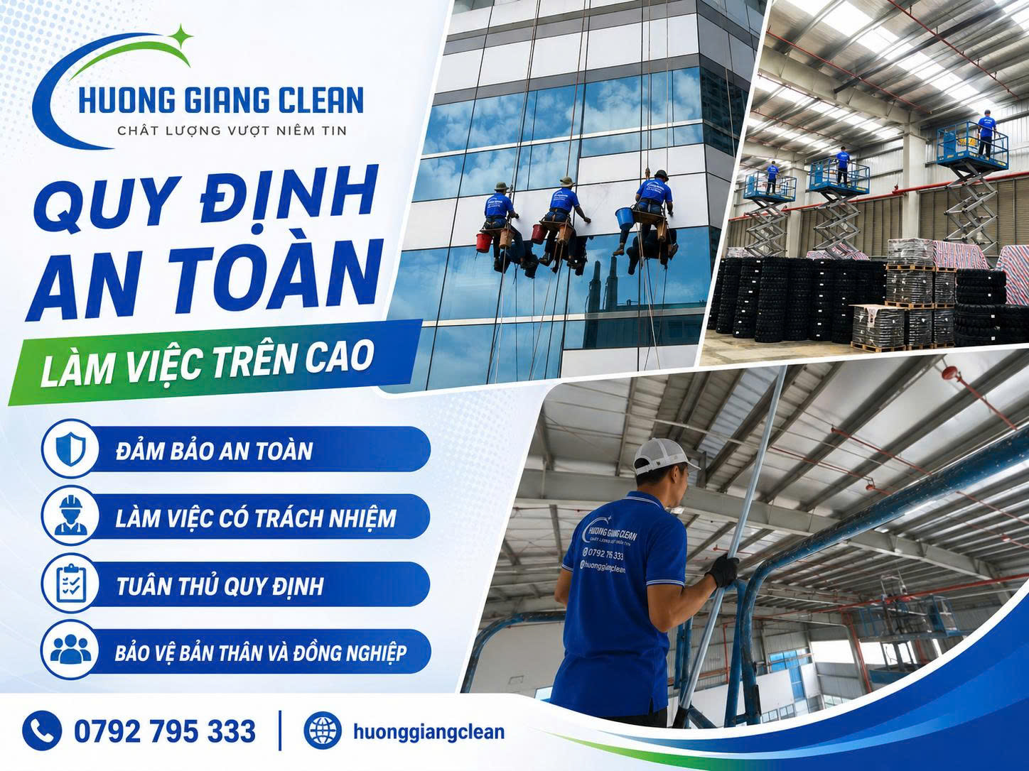 Quy định an toàn làm việc trên cao, hương giang clean