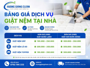 Bảng giá dịch vụ giặt nệm tại nhà