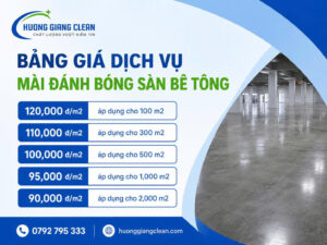 dịch vụ mài sàn bê tông, bảng giá mài đánh bóng sàn bê tông
