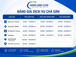 Bảng giá dịch vụ chà sàn