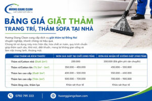 Bảng giá dịch vụ giặt thảm Đồng Nai